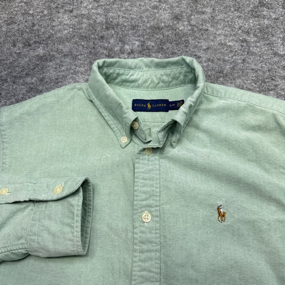 Ralph Lauren button down shirt men's small green flesh pony long sleeve preppy